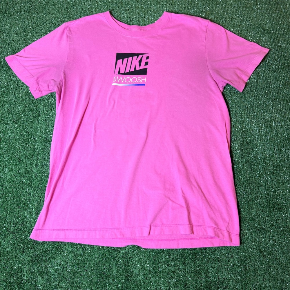 Nike Swoosh Graphic T-Shirt Pink Short Sleeve Crewneck Mens Medium